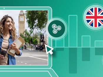 Banner showing student and UK flag