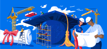 Illustration of building a better future through education